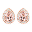 2.03 Carat Genuine Morganite and White Diamond 14K Rose Gold Earrings-2