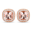 2.71 Carat Genuine Morganite and White Diamond 14K Rose Gold Earrings-2