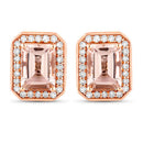 1.82 Carat Genuine Morganite and White Diamond 14K Rose Gold Earrings-2