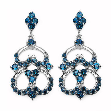 4.84 Carat Genuine London Blue Topaz .925 Sterling Silver Earrings