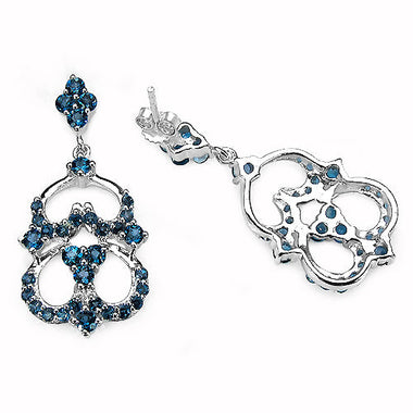 4.84 Carat Genuine London Blue Topaz .925 Sterling Silver Earrings - 0