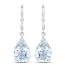 7.52 Carat Genuine Baby Swiss Blue Topaz and Blue Topaz .925 Sterling Silver Earrings-2