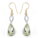 14K Yellow Gold Plated 10.10 Carat Genuine Green Amethyst .925 Sterling Silver Earrings-4