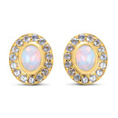 14K Yellow Gold Plated 2.01 Carat Genuine Ethiopian Opal and Tanzanite .925 Sterling Silver Earrings-4
