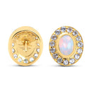 14K Yellow Gold Plated 2.01 Carat Genuine Ethiopian Opal and Tanzanite .925 Sterling Silver Earrings-6