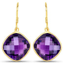 24.60 Carat Genuine Amethyst .925 Sterling Silver Earrings-2