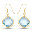 14K Yellow Gold Plated 29.00 Carat Genuine Blue Topaz .925 Sterling Silver Earrings-4