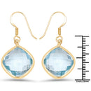 14K Yellow Gold Plated 29.00 Carat Genuine Blue Topaz .925 Sterling Silver Earrings-6