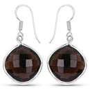 22.80 Carat Genuine Smoky Quartz .925 Sterling Silver Earrings-4