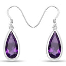 10.10 Carat Genuine Amethyst .925 Sterling Silver Earrings-4