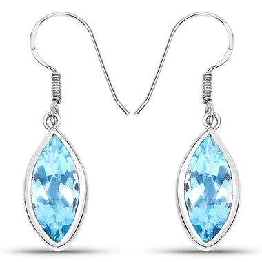 9.76 Carat Genuine Blue Topaz .925 Sterling Silver Earrings - 0