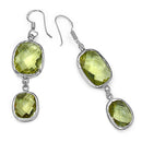 25.74 Carat Genuine Lemon Quartz .925 Sterling Silver Earrings-2