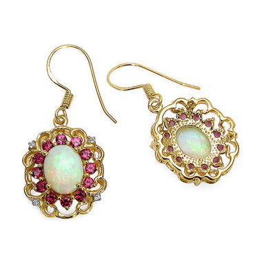 14K Yellow Gold Plated 4.94 Carat Genuine Multi Stones .925 Sterling Silver Earrings - 0