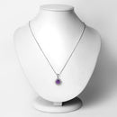 1.87 Carat Genuine Amethyst and White Diamond 14K Yellow Gold with .925 Sterling Silver Pendant-4