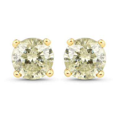 1.15 Carat Genuine LB Diamond 14K Yellow Gold Earrings