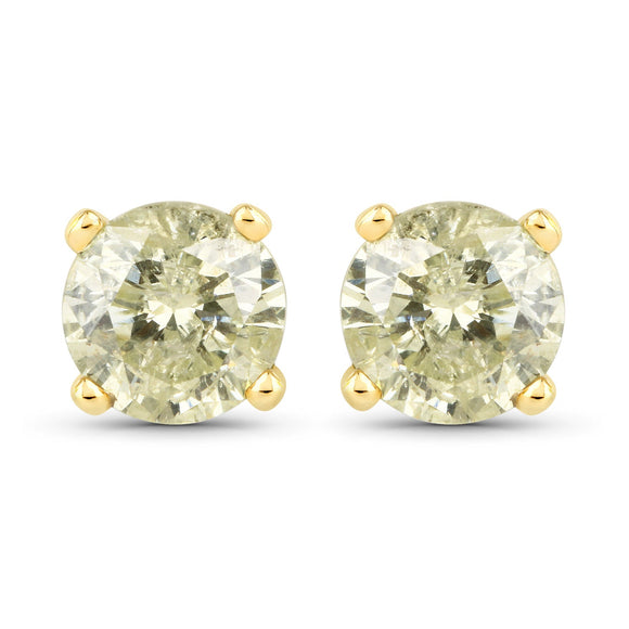 1.15 Carat Genuine LB Diamond 14K Yellow Gold Earrings