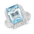 9.25 Carat Genuine Blue Topaz .925 Sterling Silver Ring-1