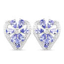 2.97 Carat Genuine Tanzanite & White Topaz .925 Sterling Silver Earrings-4