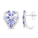 2.97 Carat Genuine Tanzanite & White Topaz .925 Sterling Silver Earrings-5