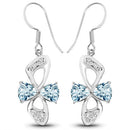 5.06 Carat Genuine Blue Topaz and White Topaz .925 Sterling Silver Earrings-4