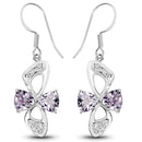 4.06 Carat Genuine Pink Amethyst & White Topaz .925 Sterling Silver Earrings-4