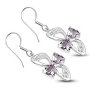 4.06 Carat Genuine Pink Amethyst & White Topaz .925 Sterling Silver Earrings-5