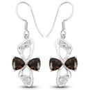 4.02 Carat Genuine Smoky Quartz and White Topaz .925 Sterling Silver Earrings-4