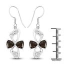4.02 Carat Genuine Smoky Quartz and White Topaz .925 Sterling Silver Earrings-6