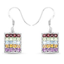 4.32 Carat Genuine Multi Stones .925 Sterling Silver Earrings-4