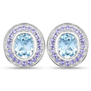 6.30 Carat Genuine Blue Topaz and Tanzanite .925 Sterling Silver Earrings-4