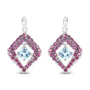 5.70 Carat Genuine Blue Topaz & Rhodolite .925 Sterling Silver Earrings-4
