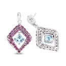 5.70 Carat Genuine Blue Topaz & Rhodolite .925 Sterling Silver Earrings-5