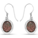 4.72 Carat Genuine Copper Bloom Drusy and White Topaz .925 Sterling Silver Earrings-4