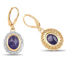 14K Yellow Gold Plated 7.42 Carat Genuine Tanzanite and White Topaz .925 Sterling Silver Earrings-5