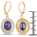14K Yellow Gold Plated 7.42 Carat Genuine Tanzanite and White Topaz .925 Sterling Silver Earrings-6