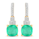 2.72 Carat Genuine Ethiopian Emerald and White Diamond 14K Yellow Gold Earrings-1