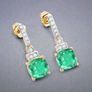 2.72 Carat Genuine Ethiopian Emerald and White Diamond 14K Yellow Gold Earrings-4