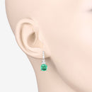 2.72 Carat Genuine Ethiopian Emerald and White Diamond 14K Yellow Gold Earrings-5