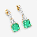 2.72 Carat Genuine Ethiopian Emerald and White Diamond 14K Yellow Gold Earrings-6