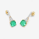 2.72 Carat Genuine Ethiopian Emerald and White Diamond 14K Yellow Gold Earrings-7
