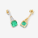2.72 Carat Genuine Ethiopian Emerald and White Diamond 14K Yellow Gold Earrings-8