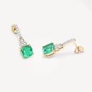 2.72 Carat Genuine Ethiopian Emerald and White Diamond 14K Yellow Gold Earrings-9