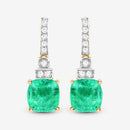 2.72 Carat Genuine Ethiopian Emerald and White Diamond 14K Yellow Gold Earrings-10