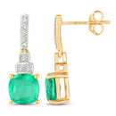 2.72 Carat Genuine Ethiopian Emerald and White Diamond 14K Yellow Gold Earrings-2