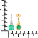 2.72 Carat Genuine Ethiopian Emerald and White Diamond 14K Yellow Gold Earrings-3