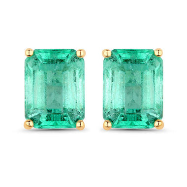 2.75 Carat Genuine Ethiopian Emerald 14K Yellow Gold Earrings