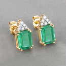 2.87 Carat Genuine Ethiopian Emerald and White Diamond 14K Yellow Gold Earrings-4