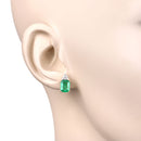 2.87 Carat Genuine Ethiopian Emerald and White Diamond 14K Yellow Gold Earrings-5