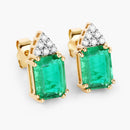 2.87 Carat Genuine Ethiopian Emerald and White Diamond 14K Yellow Gold Earrings-6