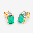 2.87 Carat Genuine Ethiopian Emerald and White Diamond 14K Yellow Gold Earrings-7